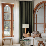 Verdant Loom Textured Chenille Curtain Panel – Vintage Green Drapery