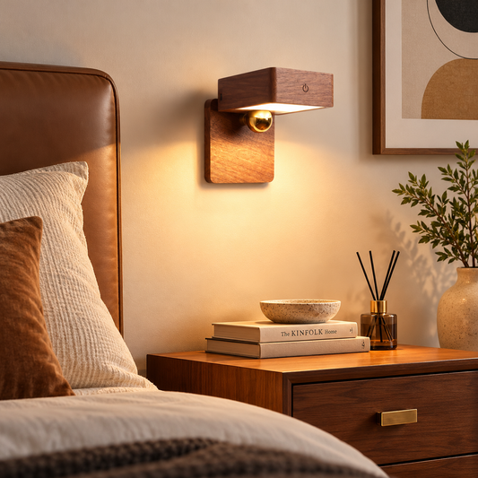 2-in-1 Rechargeable Wooden LED Wall Light with Motion Sensor