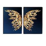 2 Pcs Set Golden Butterfly Wings Unframed Canavs Prints - Fansee Australia