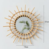 2 Pcs Set Handmade Rattan Round Wall Mirrors - Fansee Australia