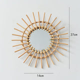 2 Pcs Set Handmade Rattan Round Wall Mirrors - Fansee Australia