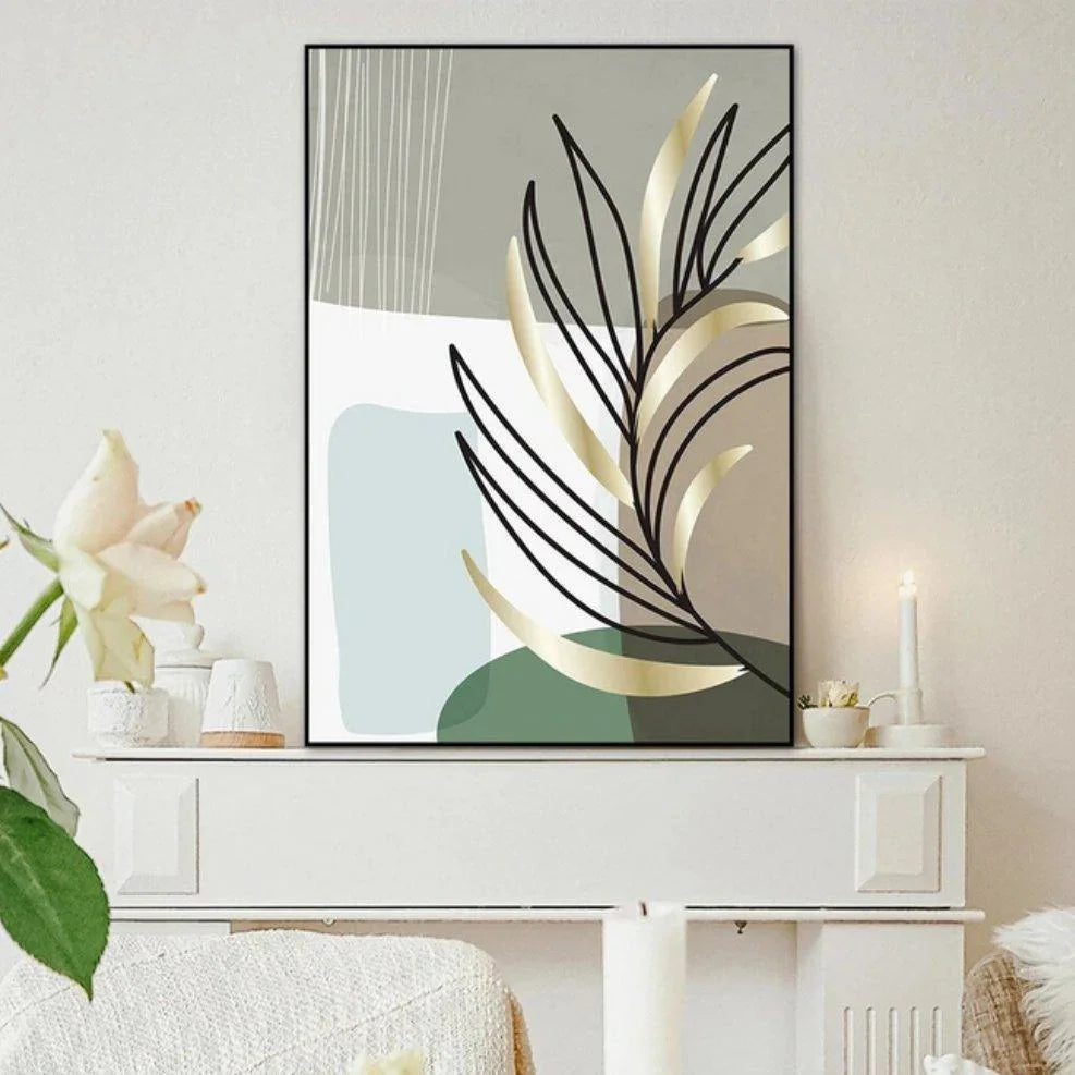 2 Piece Bohemian Leaf Abstract Framed Wall Art - Fansee Australia