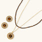 Gold tiger eye pendant necklace & earrings set with crystal accents, boho chic jewelry for women