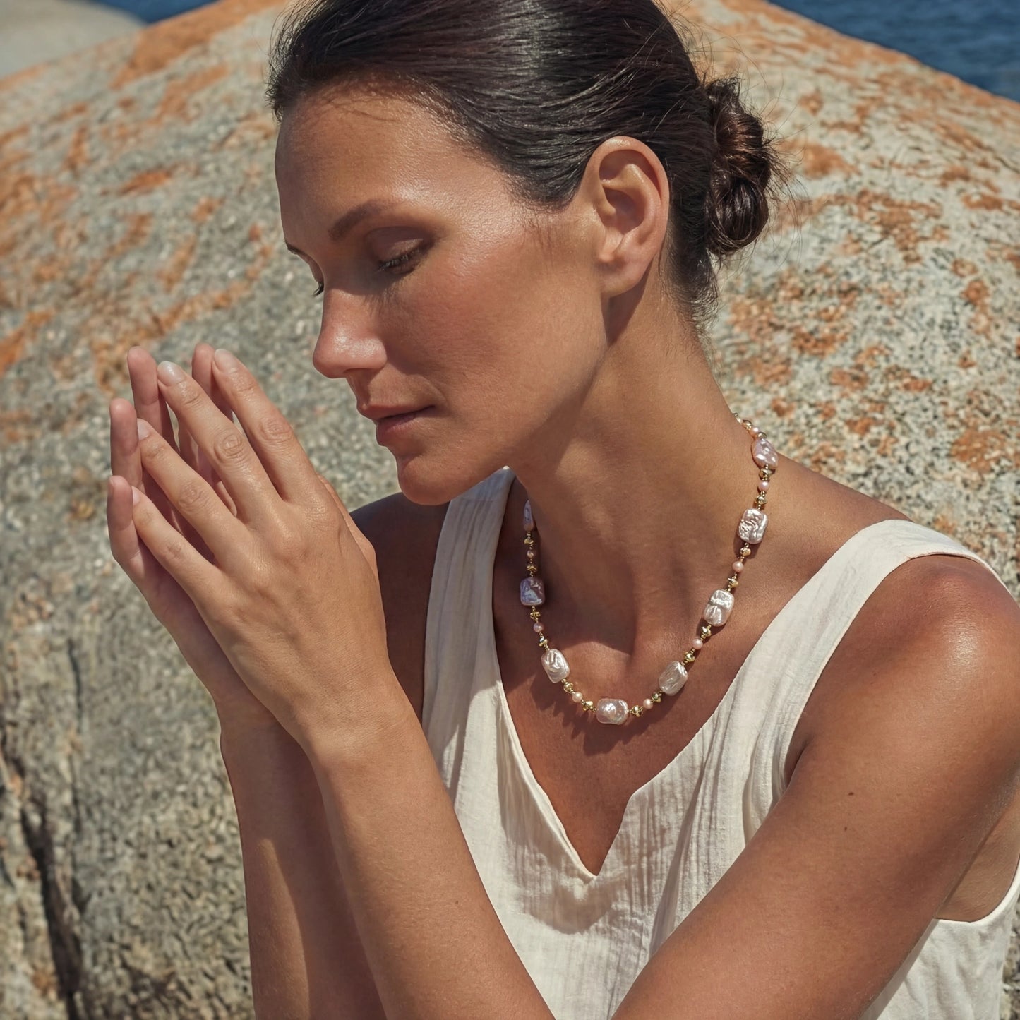 OVIANA Blush Baroque Pearl Necklace