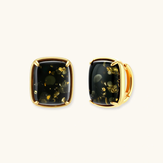 OVIANA Verdant Amber Huggie Earrings