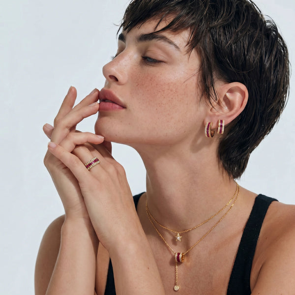 OVIANA Crimson Elegance Jewellery Set