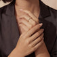 Elegant gold diamond stackable rings on woman's hands, perfect for luxury home styling and gifting