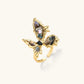 Gold butterfly ring with iridescent gemstones, artisan jewelry for unique home decor gifts