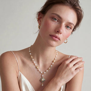 OVIANA Celestial Pearl Lariat Necklace