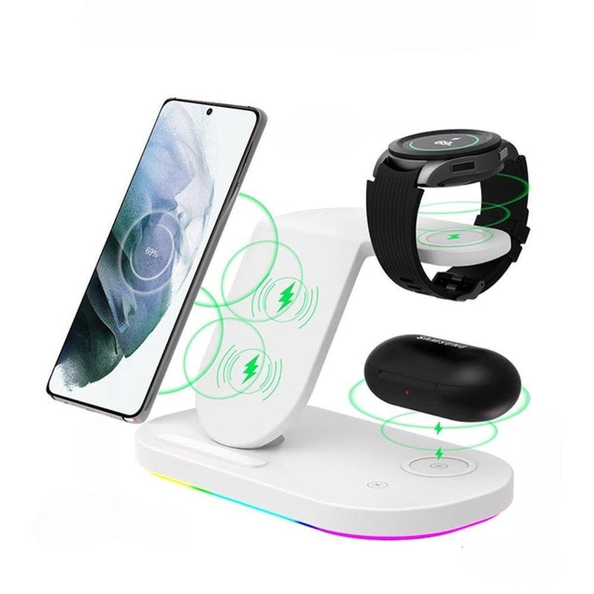 3 in 1 Wireless Charger Stand For Samsung Phone Galaxy Watch Buds iPhone Apple AirPods - Fansee Australia