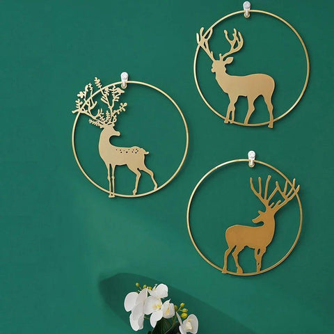 3 Pcs Set Curated Metal Deer Wall Hanging Wall Arts - Fansee Australia