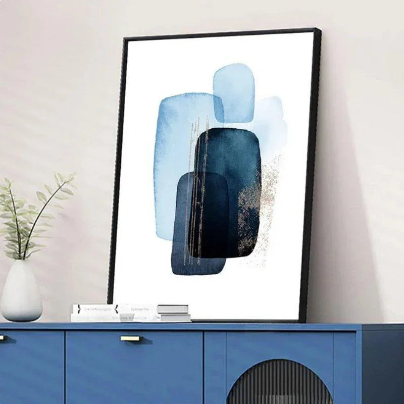 3 Piece Gorgeous Blue Abstract Framed Canvas Wall Art - Fansee Australia