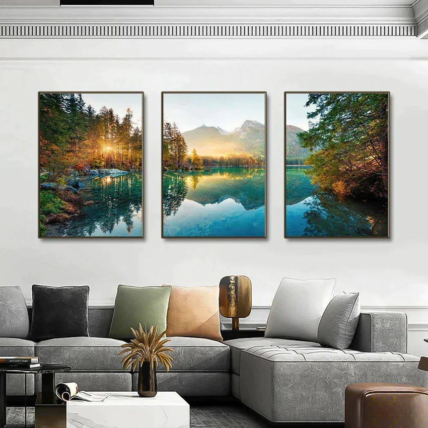 3 Piece Serene Autumn Framed Canvas Wall Art - Fansee Australia