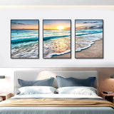 3 Piece Stunning Sea Sunset Framed Canvas Wall Art - Fansee Australia