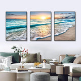 3 Piece Stunning Sea Sunset Framed Canvas Wall Art - Fansee Australia