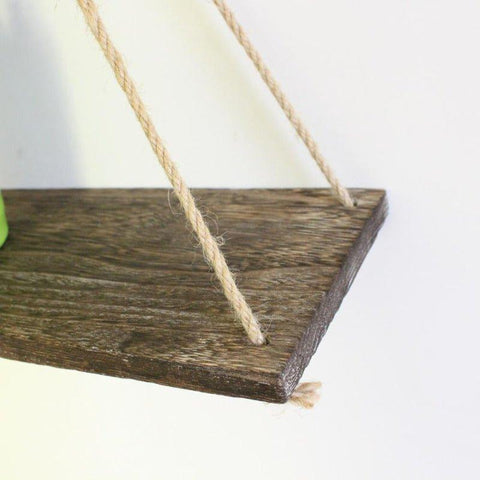 3 Tiers Rustic Wood Jute Rope Wall Hanging Floating Shelf - Fansee Australia