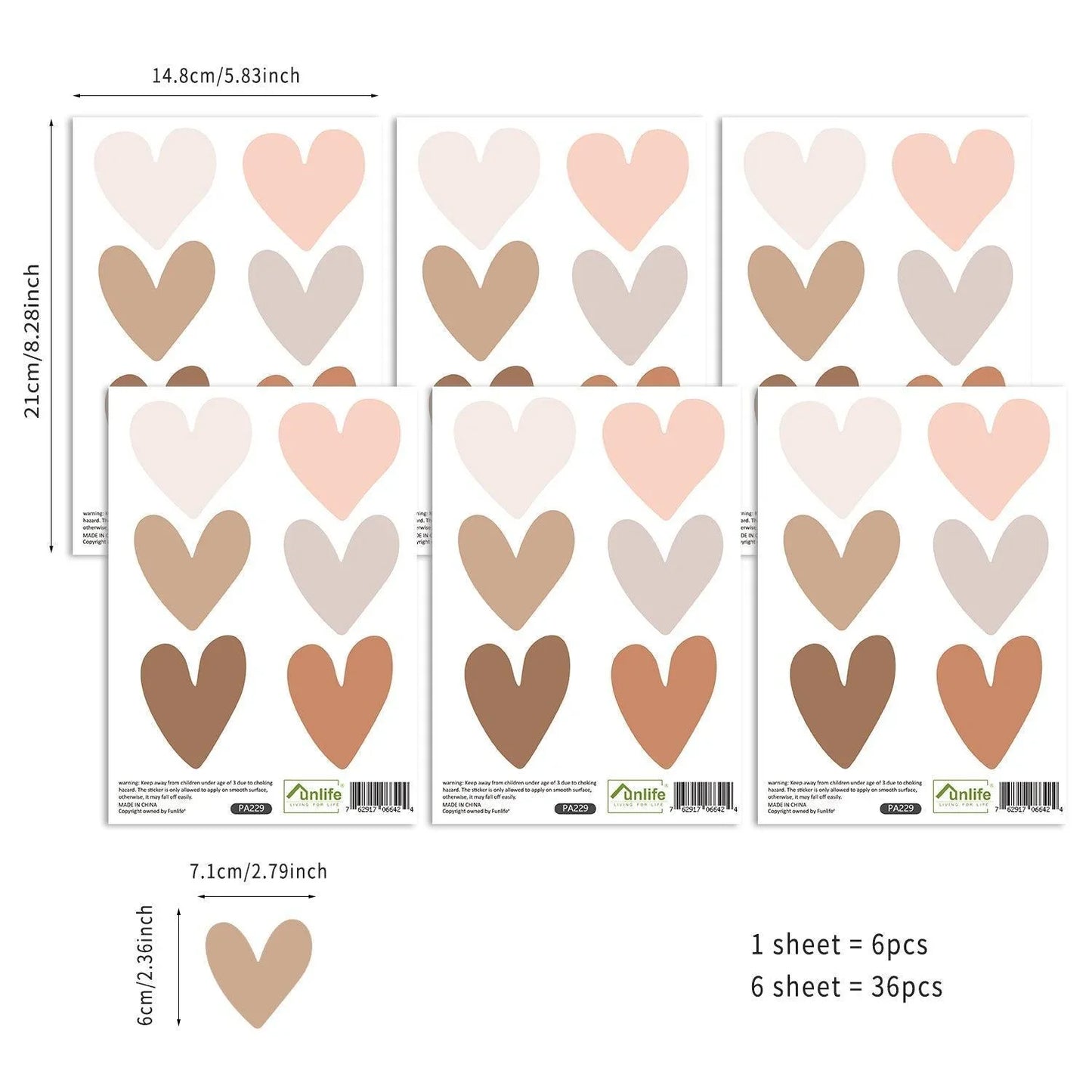 36 Pcs Boho Hearts Wall Stickers - Fansee Australia