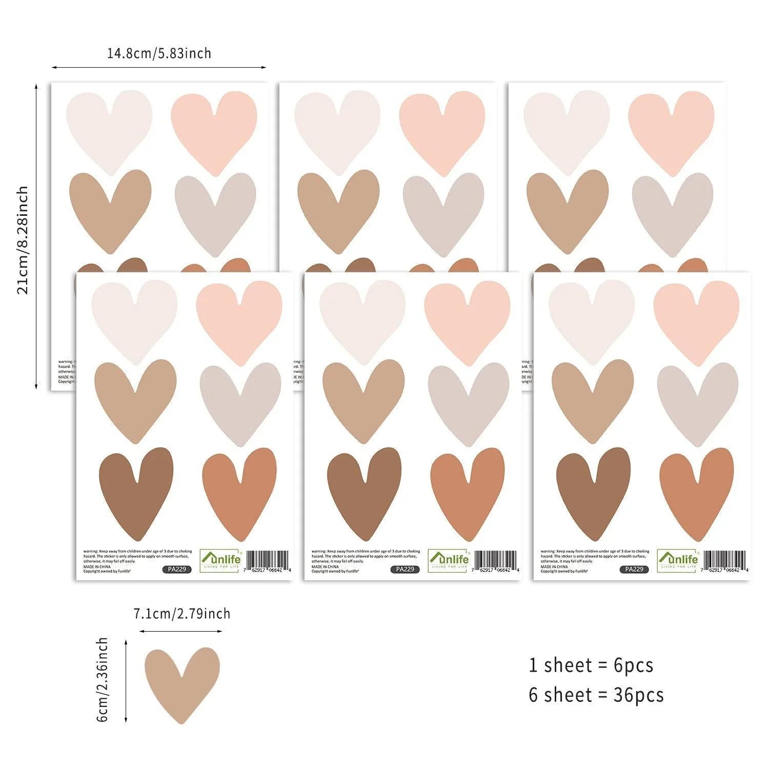 36 Pcs Boho Hearts Wall Stickers - Fansee Australia