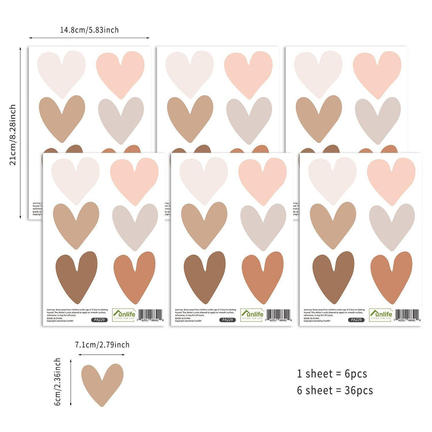36 Pcs Boho Hearts Wall Stickers - Fansee Australia