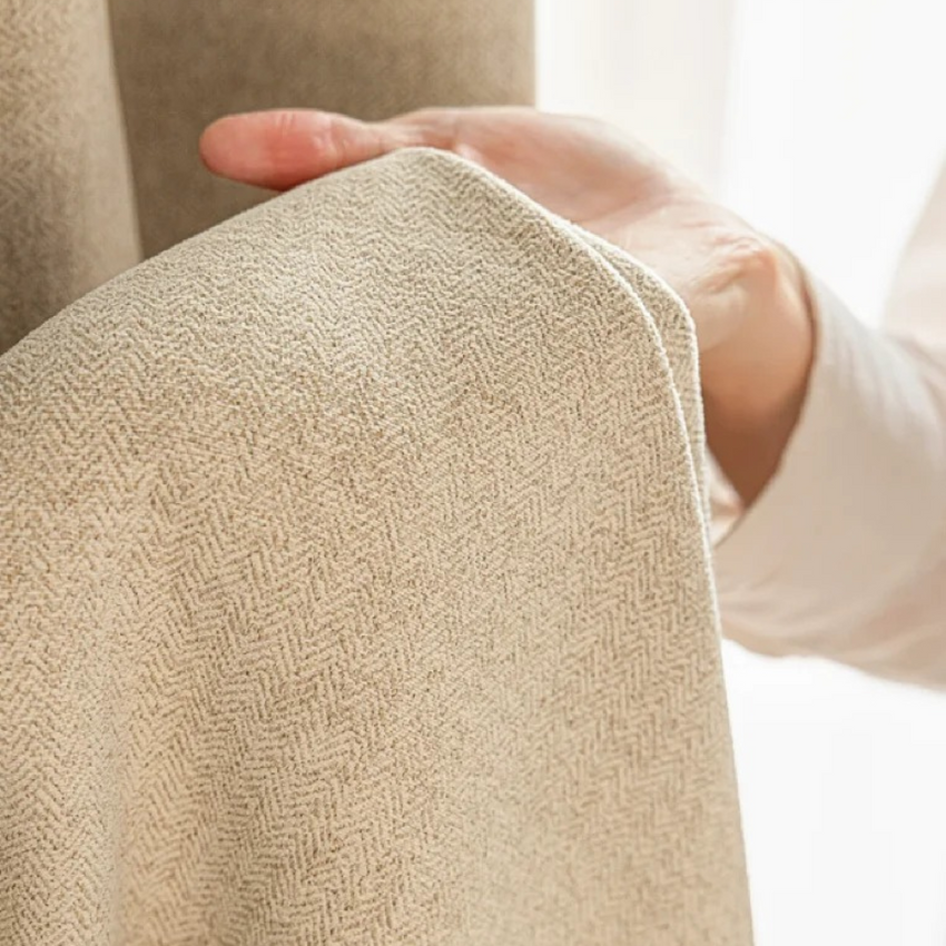 Étoffe Luxe Chenille Curtain Panel – Cream Beige Room-Darkening Drapery