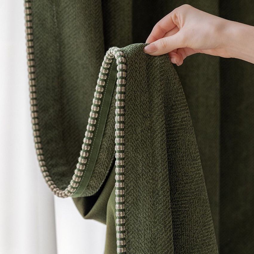 Verdant Loom Textured Chenille Curtain Panel – Vintage Green Drapery