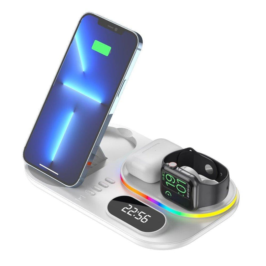 4 in 1 Wireless Charger Stand For iPhone Apple Watch AirPods Pro Samsung S21 Galaxy Watch - Fansee Australia