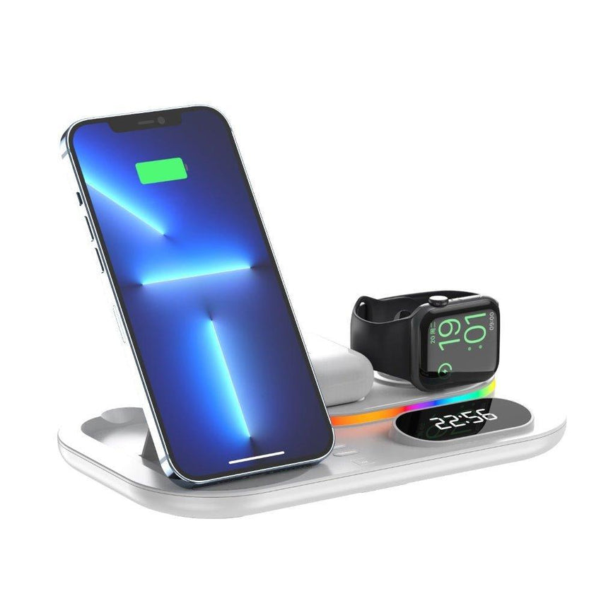 4 in 1 Wireless Charger Stand For iPhone Apple Watch AirPods Pro Samsung S21 Galaxy Watch - Fansee Australia