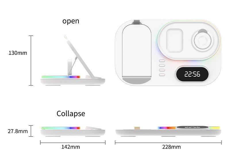 4 in 1 Wireless Charger Stand For iPhone Apple Watch AirPods Pro Samsung S21 Galaxy Watch - Fansee Australia