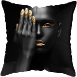 4 Pcs Set Gold Beauty In A Black Art Cushion Covers (45x45cm) - Fansee Australia