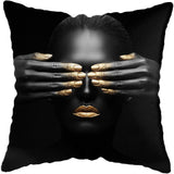 4 Pcs Set Gold Beauty In A Black Art Cushion Covers (45x45cm) - Fansee Australia