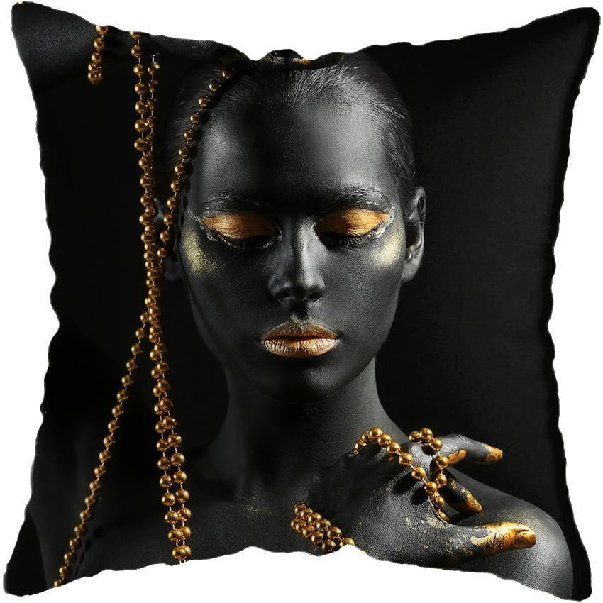 4 Pcs Set Gold Beauty In A Black Art Cushion Covers (45x45cm) - Fansee Australia