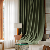 Verdant Loom Textured Chenille Curtain Panel – Vintage Green Drapery