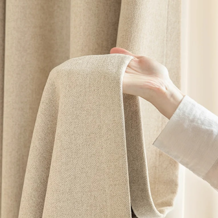 Étoffe Luxe Chenille Curtain Panel – Cream Beige Room-Darkening Drapery