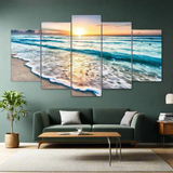 5 Panels Beach Sunset Framed Canvas Prints - Fansee Australia