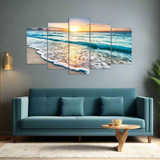 5 Panels Beach Sunset Framed Canvas Prints - Fansee Australia