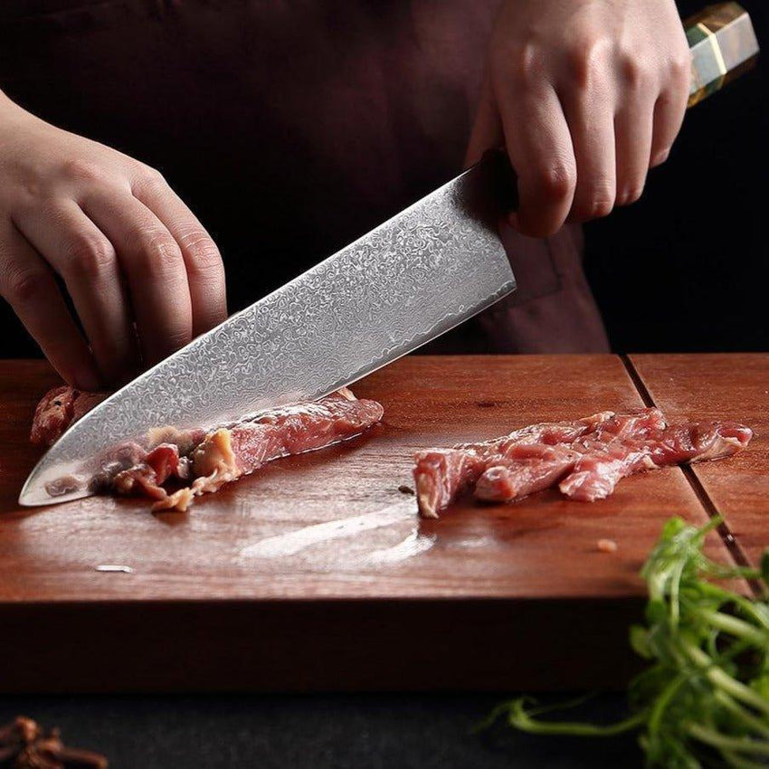 5-Piece Damascus Steel Chef Knife Set – Patterned Finish - Fansee Australia