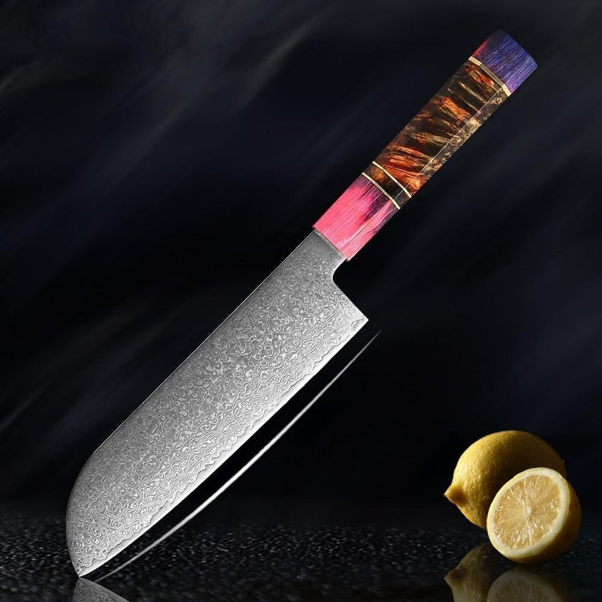 5-Piece Damascus Steel Chef Knife Set – Patterned Finish - Fansee Australia
