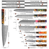 5-Piece Damascus Steel Chef Knife Set – Patterned Finish - Fansee Australia