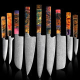 5-Piece Damascus Steel Chef Knife Set – Patterned Finish - Fansee Australia