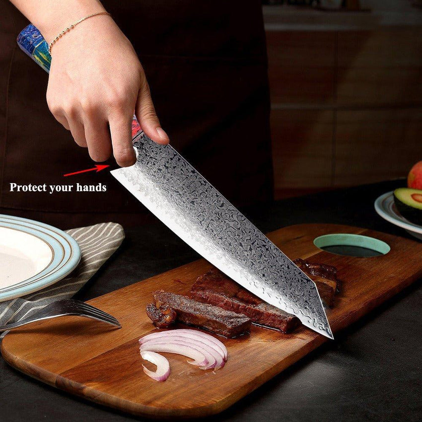 5-Piece Damascus Steel Chef Knife Set – Patterned Finish - Fansee Australia