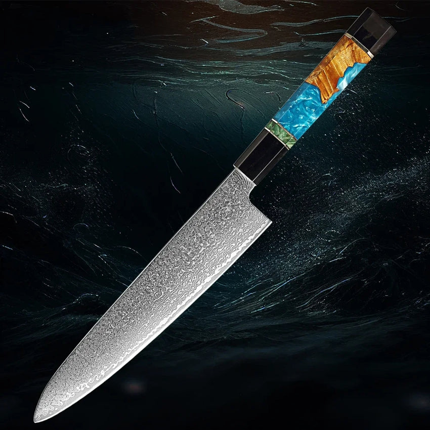 6-Piece Japanese Damascus Knife Set – Vibrant Resin Handle Collection - Fansee Australia