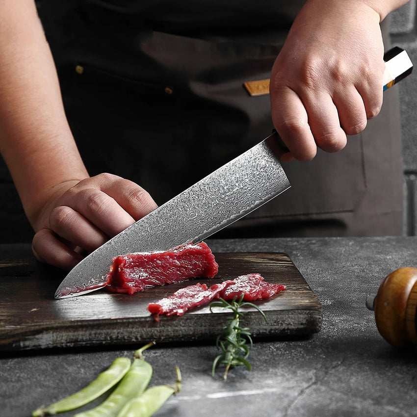 6-Piece Japanese Damascus Knife Set – Vibrant Resin Handle Collection - Fansee Australia