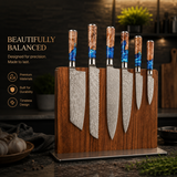 7-Piece 90Cr18MoV Core Chef Knife Set – Damascus-Style Pattern, Ultra Sharp with Ergonomic Wooden Handles