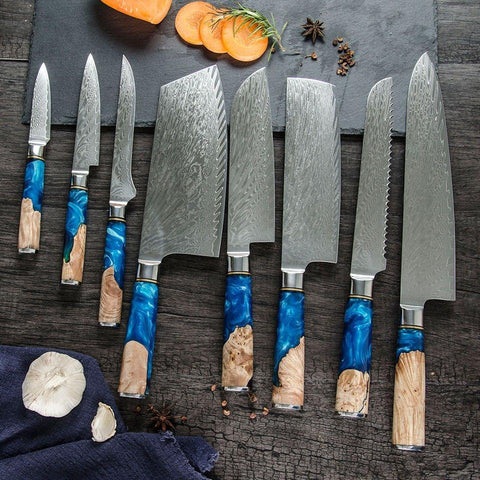 7 Pcs Set VG10 Damascus Steel Chef Knife - Fansee Australia