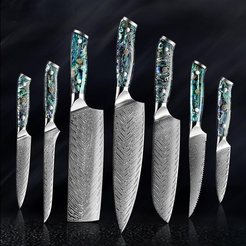 7 Pcs Super Quality Japanese Damascus Steel Chef Kitchen Knife Set - Fansee Australia