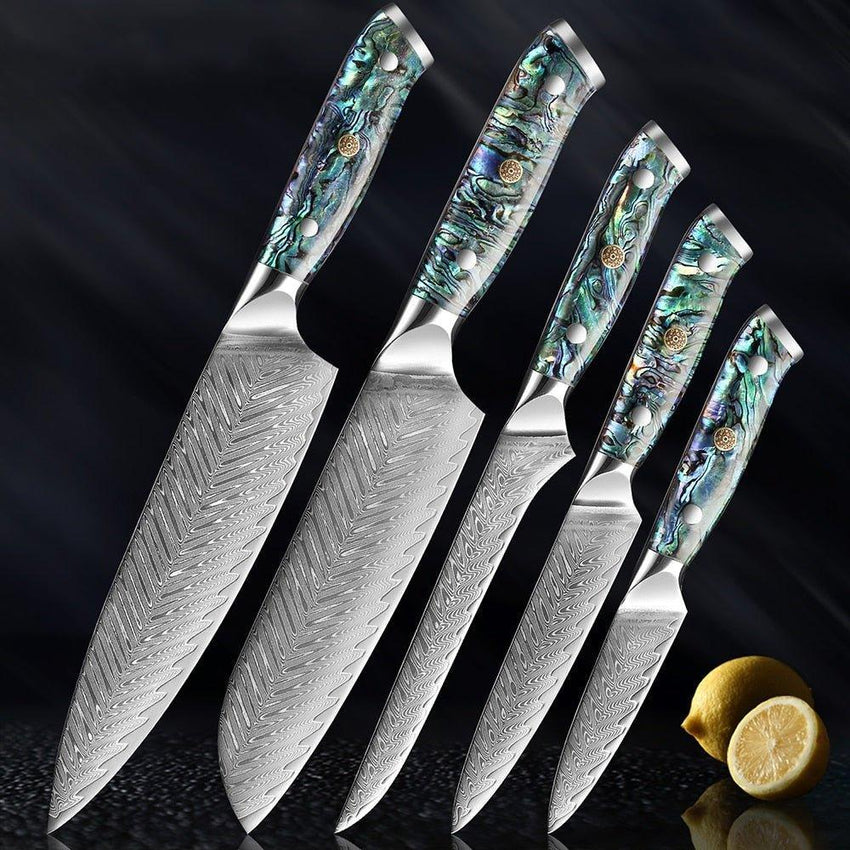 7 Pcs Super Quality Japanese Damascus Steel Chef Kitchen Knife Set - Fansee Australia