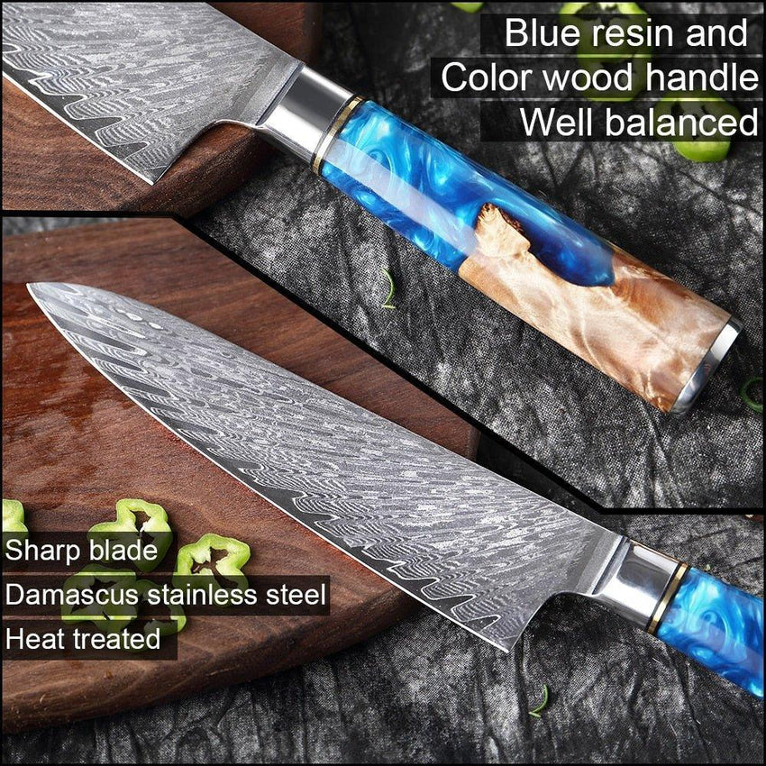 7-Piece VG10 Damascus Steel Chef Knife Set – Premium Japanese Style - Fansee Australia