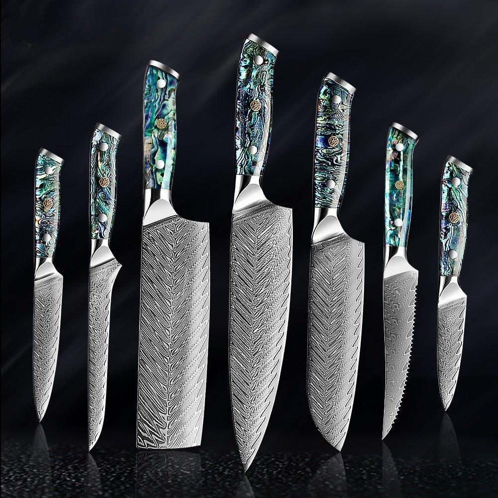 7-Piece Japanese Damascus Steel Chef Knife Set – Premium Quality - Fansee Australia