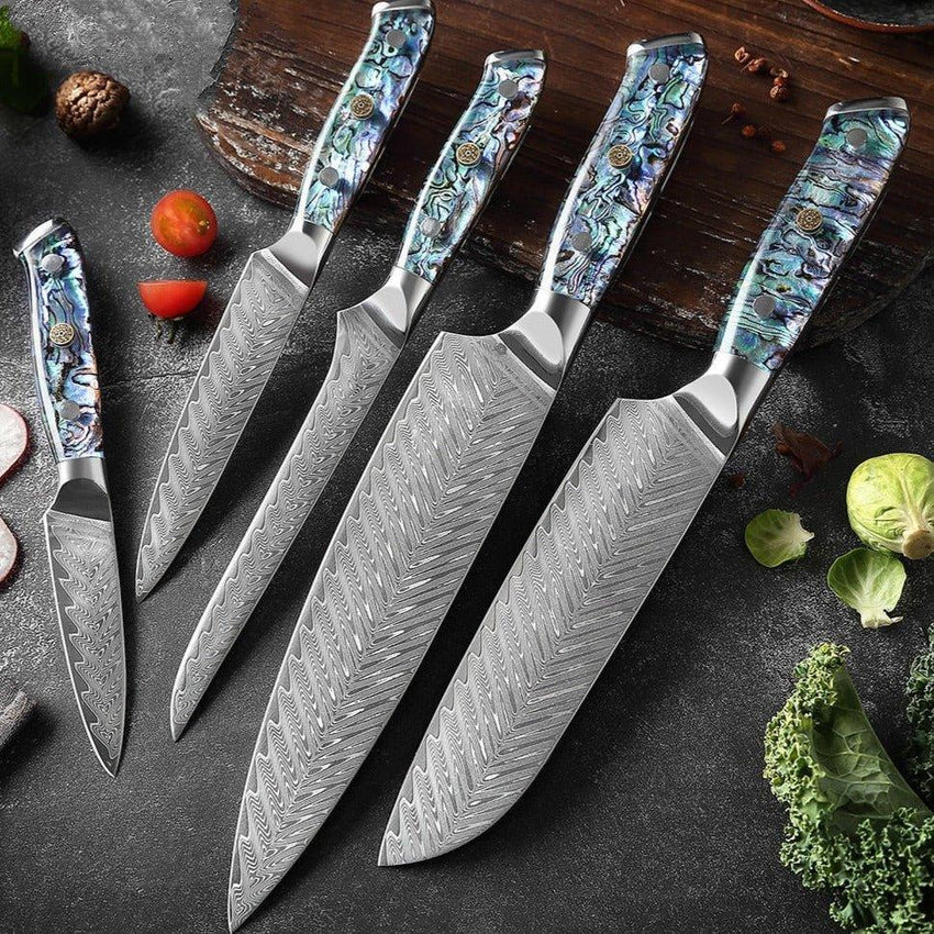 7-Piece Japanese Damascus Steel Chef Knife Set – Premium Quality - Fansee Australia