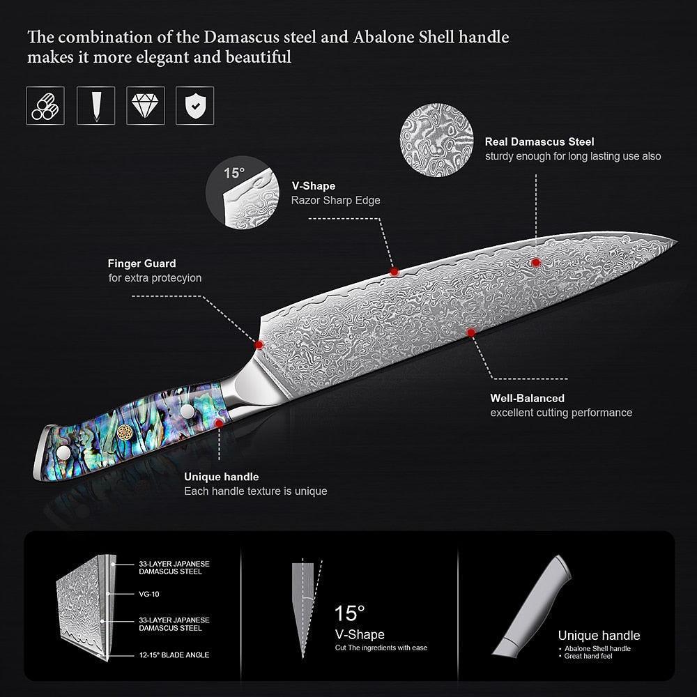 7-Piece Japanese Damascus Steel Chef Knife Set – Premium Quality - Fansee Australia